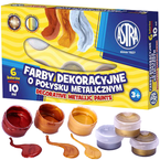 FARBY DEKORACYJNE METALICZNE 6 KOLORÓW 10 ML SZKOLNE NA PLASTYKĘ ASTRA
