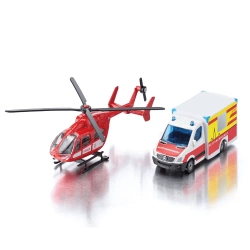 MERCEDES-BENZ AMBULANS HELIKOPTER RATUNKOWY ZESTAW METALOWY SIKU 1748