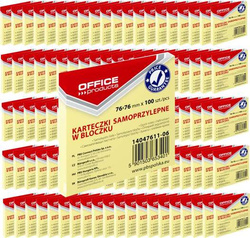 KARTECZKI SAMOPRZYLEPNE BLOCZEK 76mm x 76mm OFFICE PRODUCTS - 100 sztuk