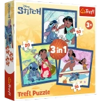 PUZZLE 3W1 CZAS ZE STITCHEM UKŁADANKA DLA DZIECI 106 ELEMENTÓW 34896 TREFL