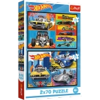 PUZZLE 2x70 HOT WHEELS SAMOCHODZIKI WYŚCIGOWE AUTKA UKŁADANKA 34442 TREFL