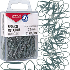 SPINACZE BIUROWE TRÓJKĄTNE OFFICE PRODUCTS 32mm SREBRNE 75 SZTUK