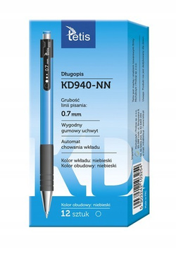 DŁUGOPIS AUTOMATYCZNY 0.7mm WKŁAD NIEBIESKI OBUDOWA NIEBIESKA TETIS 12 szt.