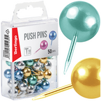 PINEZKI GŁÓWKI RÓŻNOKOLOROWE METALIZOWANE IGŁA 10mm 50 SZTUK BERLINGO