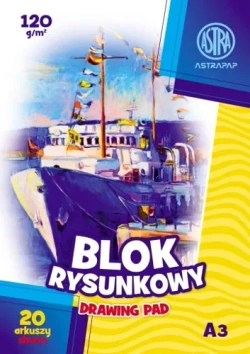 BLOK RYSUNKOWY BIAŁY A3 ASTRA 20 KARTEK 120g GRUBSZY SZKOLNY - 10 sztuk