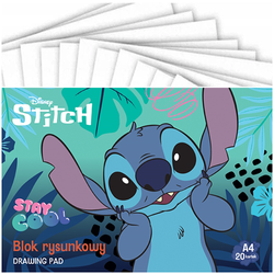 BLOK RYSUNKOWY A4 BIAŁY 20K STITCH SZKOLNY NA PLASTYKĘ ST MAJEWSKI - 10 szt