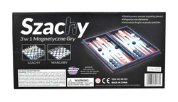 GRY PLANSZOWE 3W1 SZACHY MAGNETYCZNE WARCABY BACKGAMMON METALOWA PLANSZA