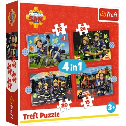 PUZZLE 4w1 STRAŻAK SAM: PRZYGODY STRAŻAKA SAMA UKŁADANKA TREFL 34632