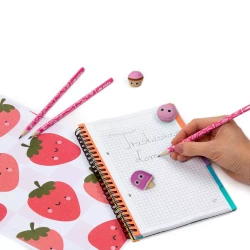 ZAPACHOWE GUMKI I OŁÓWKI TRUSKAWKA 3x GUMKA I OŁÓWEK TRUSKAWKOWE KIDEA