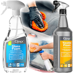 CLINEX PIANKA DO MYCIA SZYB ODTŁUSZCZA 2w1 ŚRODEK DO CZYSZCZENIA TAPICEREK