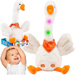 ZABAWKA INTERAKTYWNA ZWARIOWANA GĘŚ MASKOTKA PORUSZA SIĘ ŚWIATŁO DŹWIĘK