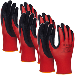 RĘKAWICE DZIANE POLIESTROWE POWLECZONE POLIESTREM ROZ. 7 CZERWONE - 3 pary