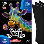 BLOK TECHNICZNY A3 CZARNY ASTRA 10 ARKUSZY 170g SZKOLNY NA PLASTYKĘ