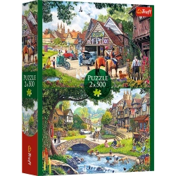 PUZZLE 2x500 ELEMENTÓW SIELANKOWE ŻYCIE MIASTECZKO UKŁADANKA 37494 TREFL