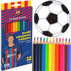 KREDKI OŁÓWKOWE FC BARCELONA ASTRA TRÓJKĄTNE 12 KOLORÓW SZKOLNE WYRAZISTE