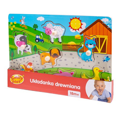 UKŁADANKA DREWNIANA ZWIERZĘTA FARMA WIEJSKA ZAGRODA PUZZLE Z UCHWYTAMI