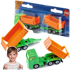 CIĘŻARÓWKA Z PRZYCZEPĄ WYWROTKA POJAZD BUDOWLANY METALOWY SIKU ORANGE 1685