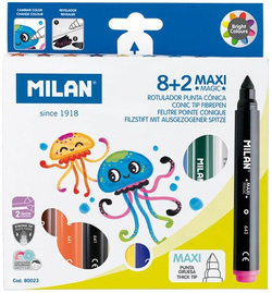 FLAMASTRY MAZAKI PISAKI MAXI GRUBE MAGICZNE ZMIANIAJĄ KOLOR 10 szt. MILAN