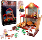 ZAMEK VILLA PAŁAC DOMEK DLA LALEK Z OGRODEM I WYPOSAŻENIEM ŚWIATŁO