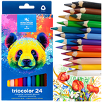 KREDKI TRÓJKĄTNE TRIOCOLOR KOH-I-NOOR 24 KOLORY 9mm JUMBO GRUBE SZKOLNE