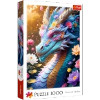 PUZZLE 1000 ELEMENTÓW KOLOROWY SMOK WŚRÓD KWIATOW UKŁADANKA TREFL 10953