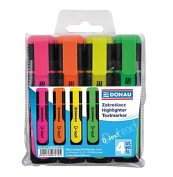 ZAKREŚLACZ MARKER DONAU D-TEXT FLUORESCENCYJNY 4 KOLORY W ETUI