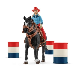 SCHLEICH FARM WORLD KOŃ KONIK KOWBOJKA I WYŚCIG WOKÓŁ BECZEK FIGURKI 42576