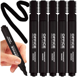 MARKER PERMANENTNY OFFICE PRODUCTS CZARNY WODOODPORNY ŚCIĘTY - 5 szt.