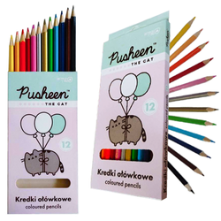 PUSHEEN KREDKI OŁÓWKOWE TRÓJKĄTNE ERGONOMICZNE 12 KOLORÓW MAJEWSKI