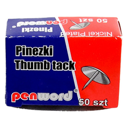 PINEZKI SREBRNE METALOWE KLASYCZNE DO PRZYPINANIA 50 sztuk PENWORD