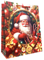 TORBA PREZENTOWA TOREBKA ŚWIĄTECZNA MIKOŁAJKI ŚWIĘTA KRATKA  26x32x10 cm