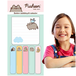 PUSHEEN ZESTAW SAMOPRZYLEPNYCH KARTECZEK NOTESY OZDOBNE ZAKŁADKI INDEKSUJĄC