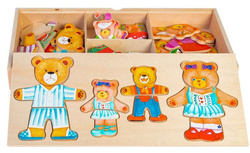 UKŁADANKA DREWNIANA PUZZLE MISIE ZMIANA UBRANKA SMILY PLAY EMOCJE SORTER