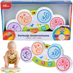 PERKUSJA ELEKTRONICZNA MELODIE KOLOROWE ŚWIATEŁKA INSTRUMENT BONGOSY DUMEL