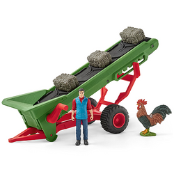 SCHLEICH FARM WORLD FARMER Z TAŚMOCIĄGIEM DO SIANA KOGUT FIGURKI 42377