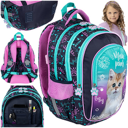 PLECAK SZKOLNY 4-KOMOROWY MAJEWSKI MY LITTLE FRIEND KITTY PARTY KOTEK