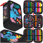 PIÓRNIK SZKOLNY Z WYPOSAŻENIEM POTRÓJNY ST.MAJEWSKI STITCH BLACK ALOHA