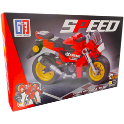 KLOCKI KONSTRUKCYJNE MOTOCYKL MOTOR ROBOT CZERWONY 2w1 219 ELEMENTÓW