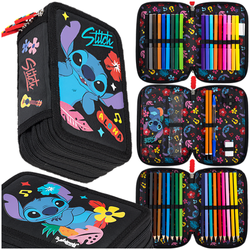 PIÓRNIK SZKOLNY Z WYPOSAŻENIEM POTRÓJNY ST.MAJEWSKI STITCH BLACK ALOHA
