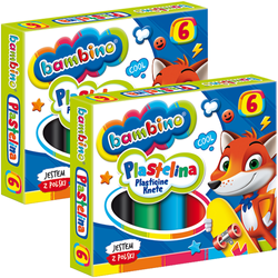 PLASTELINA SZKOLNA OKRĄGŁA BAMBINO 6 KOLORÓW MAJEWSKI - 2 opak.