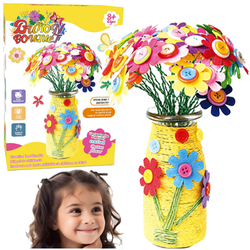 GUZIKOWY BUKIET ZESTAW KREATYWNY EDUKACYJNY FILCOWE KWIATY WAZON DIY