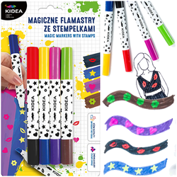 FLAMASTRY MAGICZNE ZE STEMPELKAMI ARTYSTYCZNE 4 PISAKI 8 kolorów KIDEA