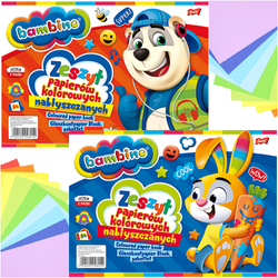 ZESZYT PAPIERÓW KOLOROWYCH BAMBINO NABŁYSZCZANYCH A4 WYCINANKA - 2 szt.