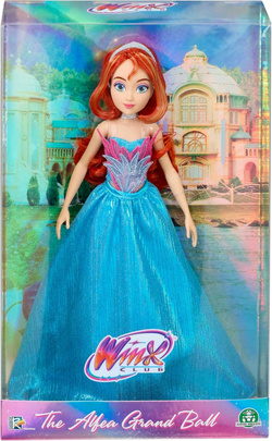 LALKA WINX CLUB GRAND BALL BLOOM WRÓŻKA 26 cm NIEBIESKA BŁYSZCZĄCA SUKIENKA