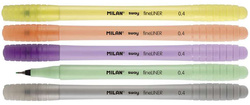 CIENKOPISY PISAKI PASTELOWE 0.4 MM 5 KOLORÓW SZKOLNE BIUROWE MILAN