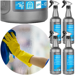 CLINEX GLASS NANO PROFESJONALNY PŁYN DO SZYB 1L ODTŁUSZCZA BEZ SMUG - 4szt.