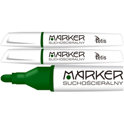 MARKER SUCHOŚCIERALNY DO BIAŁYCH TABLIC 3mm ZIELONY STOŻKOWy TETIS - 2 szt.