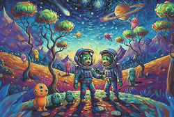 PUZZLE 100 EL. TREFLIKI KOSMICZNE FANTAZJE INSPIRED BY ART TREFL 16562