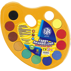 FARBY AKWARELOWE WODNE PALETKA 30MM 12 KOLORÓW PASTYLKI SZKOLNE ASTRA