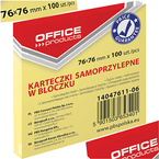  KARTECZKI SAMOPRZYLEPNE BLOCZEK OFFICE PRODUCTS KOSTKA 100 kartek 76x76mm 